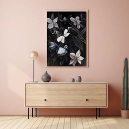 Monochrome Magpie Art Vintage Animal Poster PosterGoat