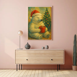 Festive Polar Bear Celebration Poster