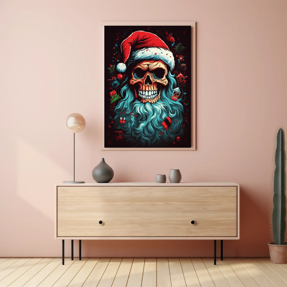 Festive Skull Santa Poster