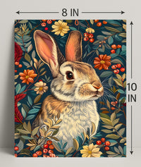 Enchanted Rabbit with Vibrant Flowers Animal Poster