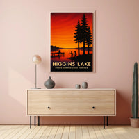 Serene Sunset at Higgins Lake Travel Poster
