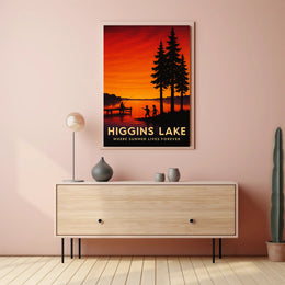 Serene Sunset at Higgins Lake Travel Poster