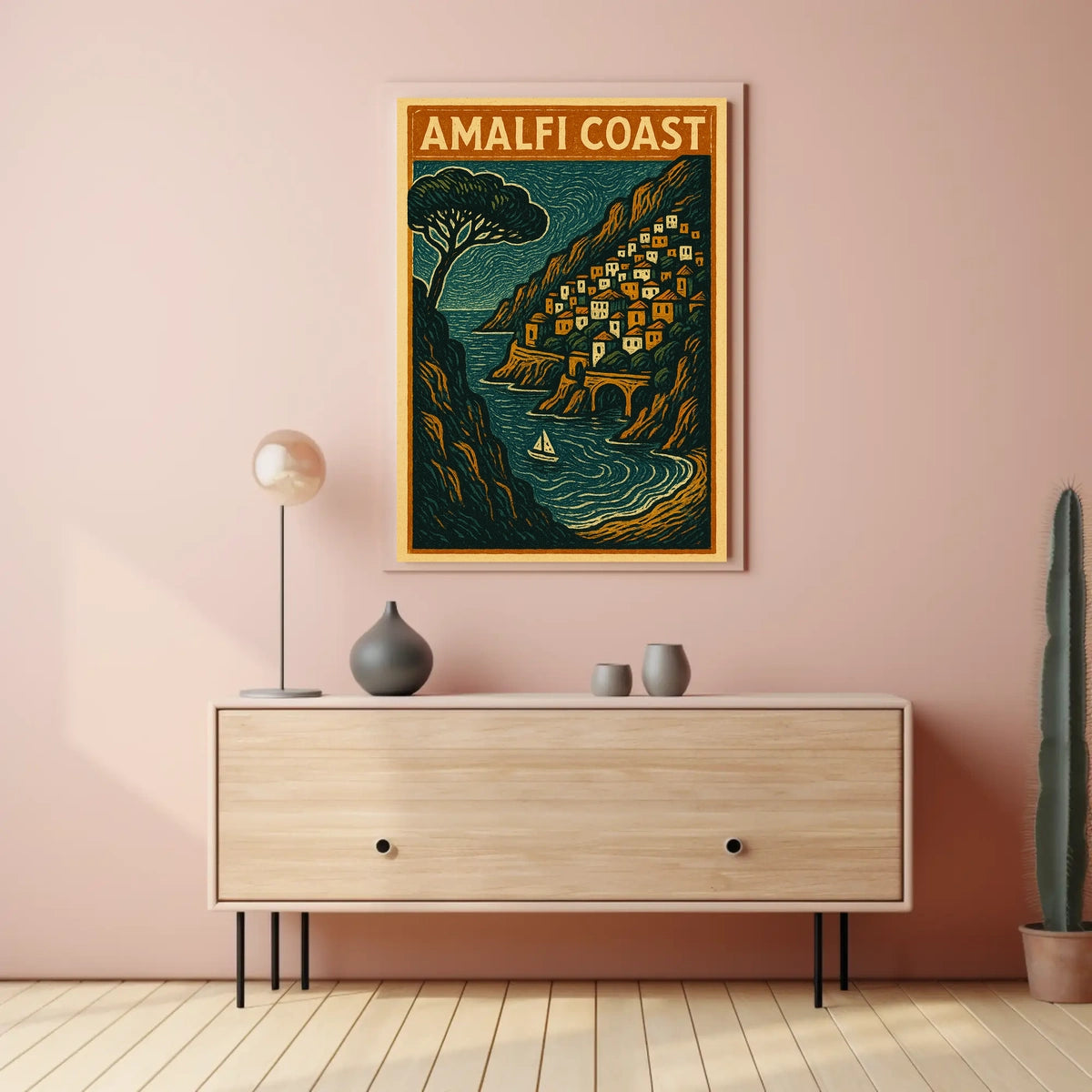 Amalfi Coast Travel Poster Wall Art Coastal Decor 18x24