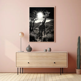 Moonlit Giraffe In The Savanna Poster