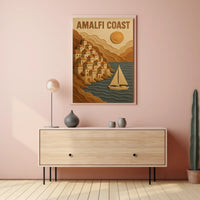 Amalfi Coast Poster Wall Art Mediterranean Coastal Decor