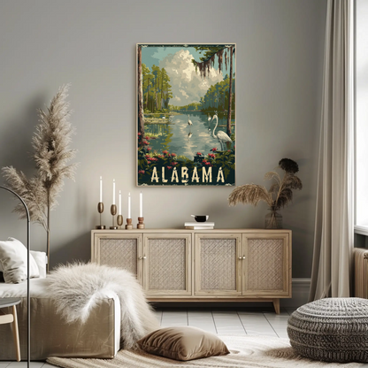 Alabama Wetlands and Herons Travel Poster