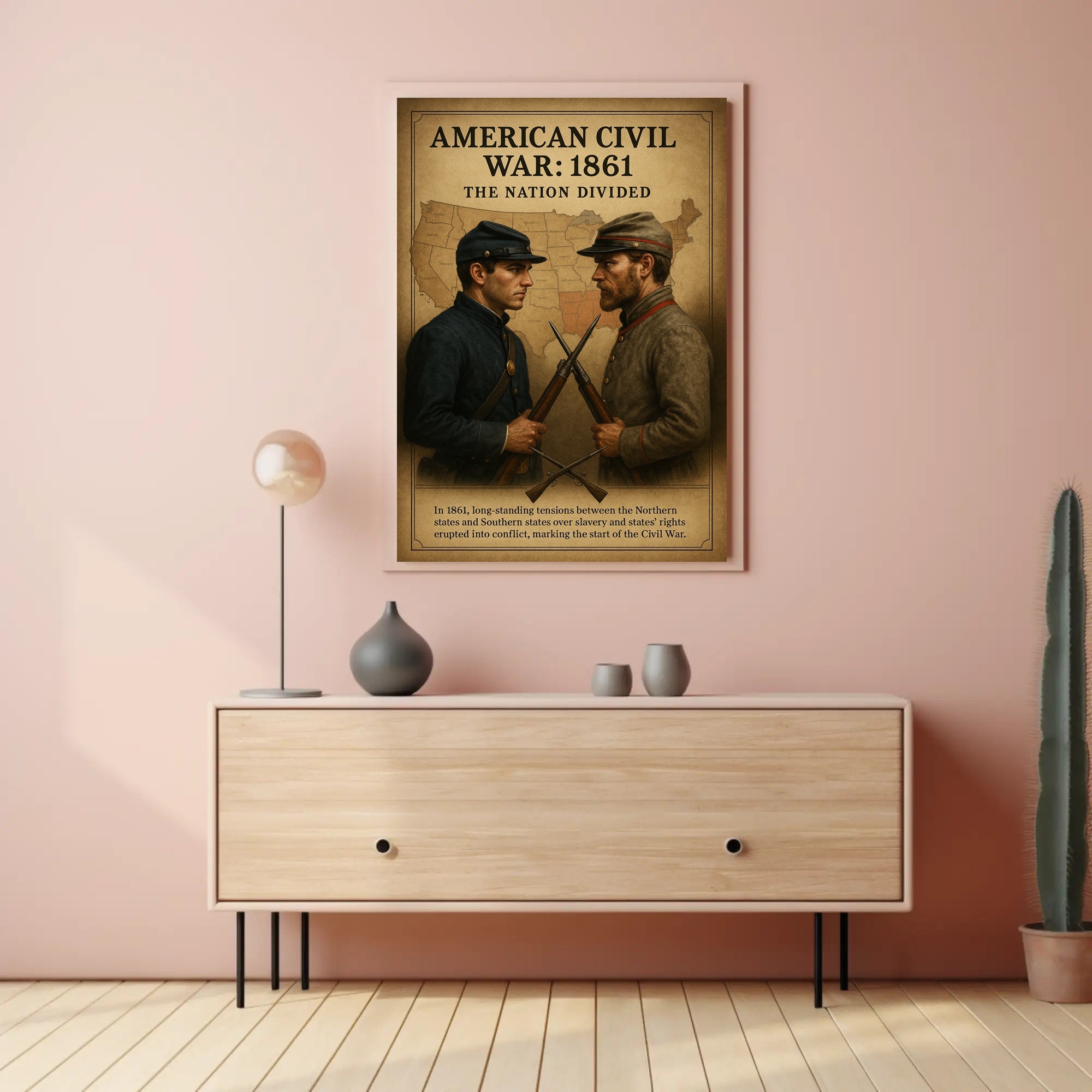 The Nation Divided American Civil War Poster PosterGoat