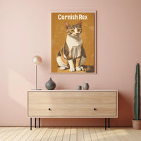 Cornish Rex Cat Portrait Digital Painting Wall Poster