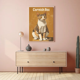 Cornish Rex Cat Portrait Digital Painting Wall Poster