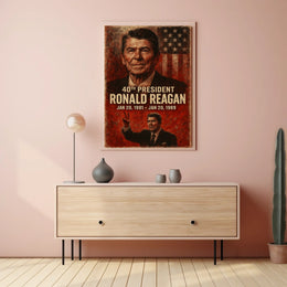 Ronald Reagan 40th President Retro 80s Poster