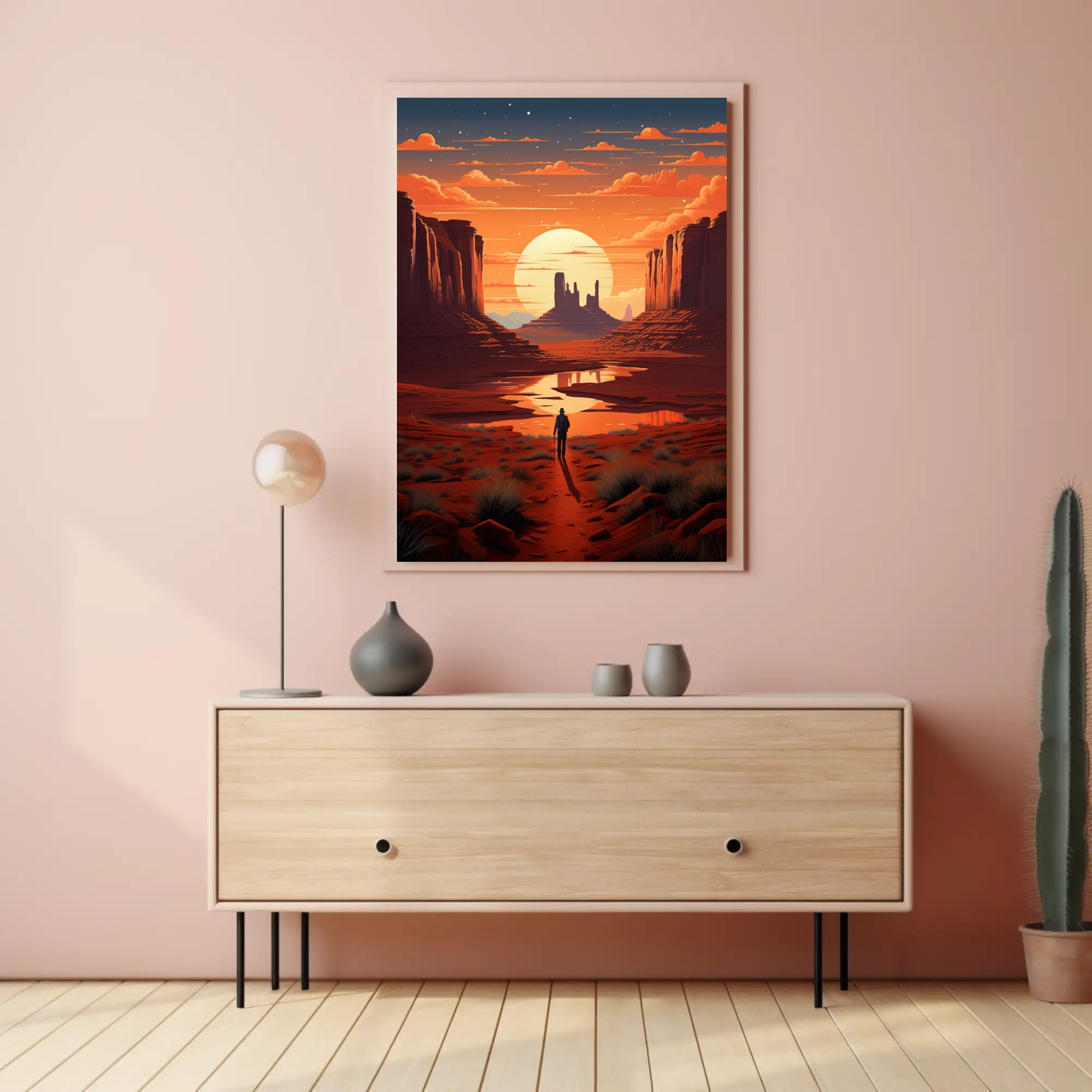 Desert Wanderer At Sunset Poster PosterGoat