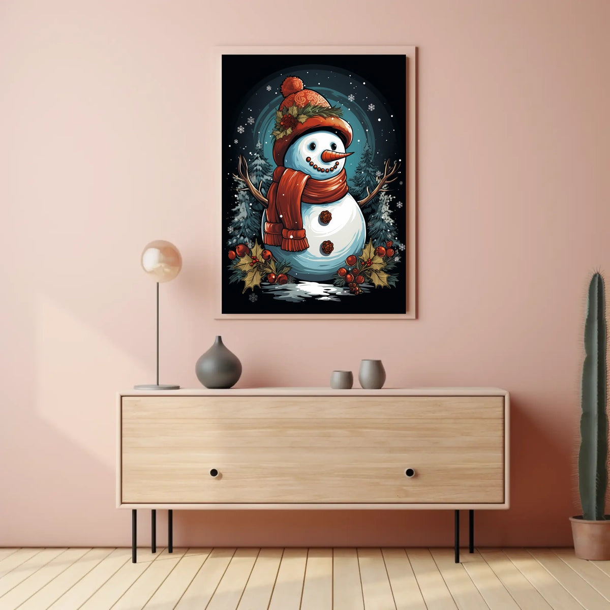 Festive Snowman In Winter Wonderland Poster