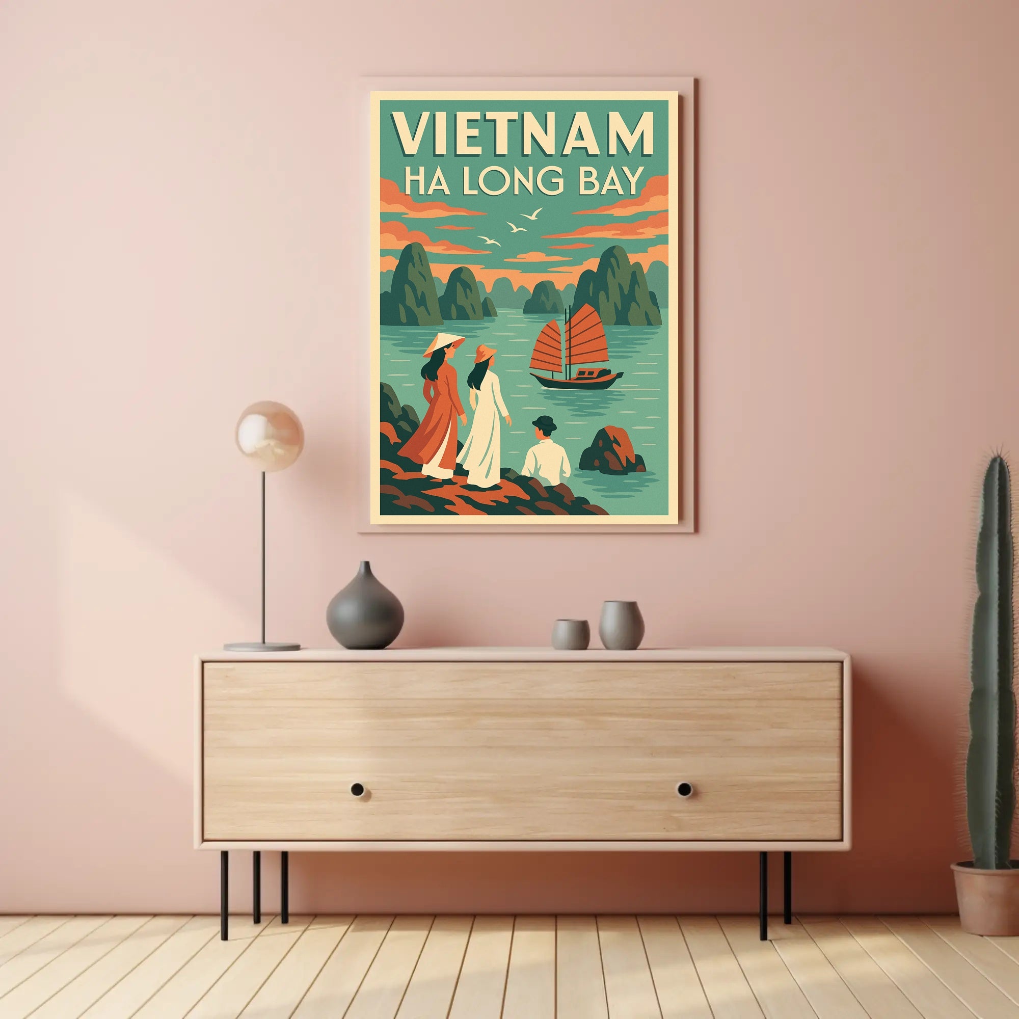Scenic Ha Long Bay Vintage Travel Artwork Poster