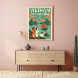 Scenic Ha Long Bay Vintage Travel Artwork Poster