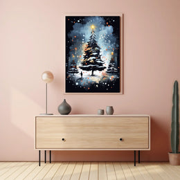 Enchanted Winter Wonderland Christmas Tree Poster Art