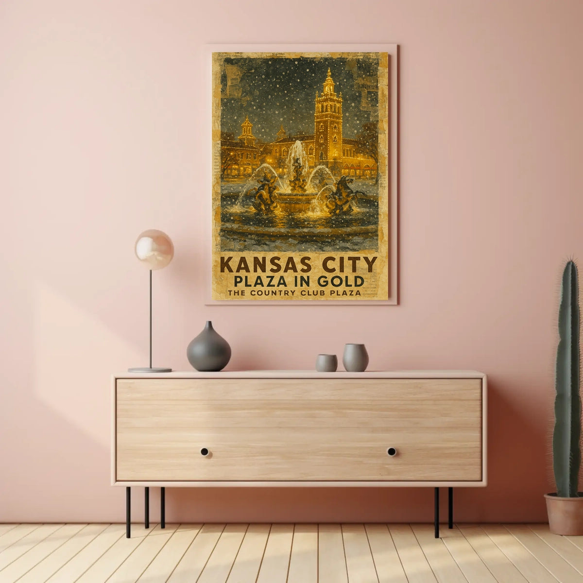 Kansas City Plaza In Gold Poster