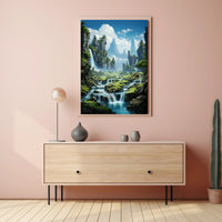 Serene Waterfall Landscape Poster
