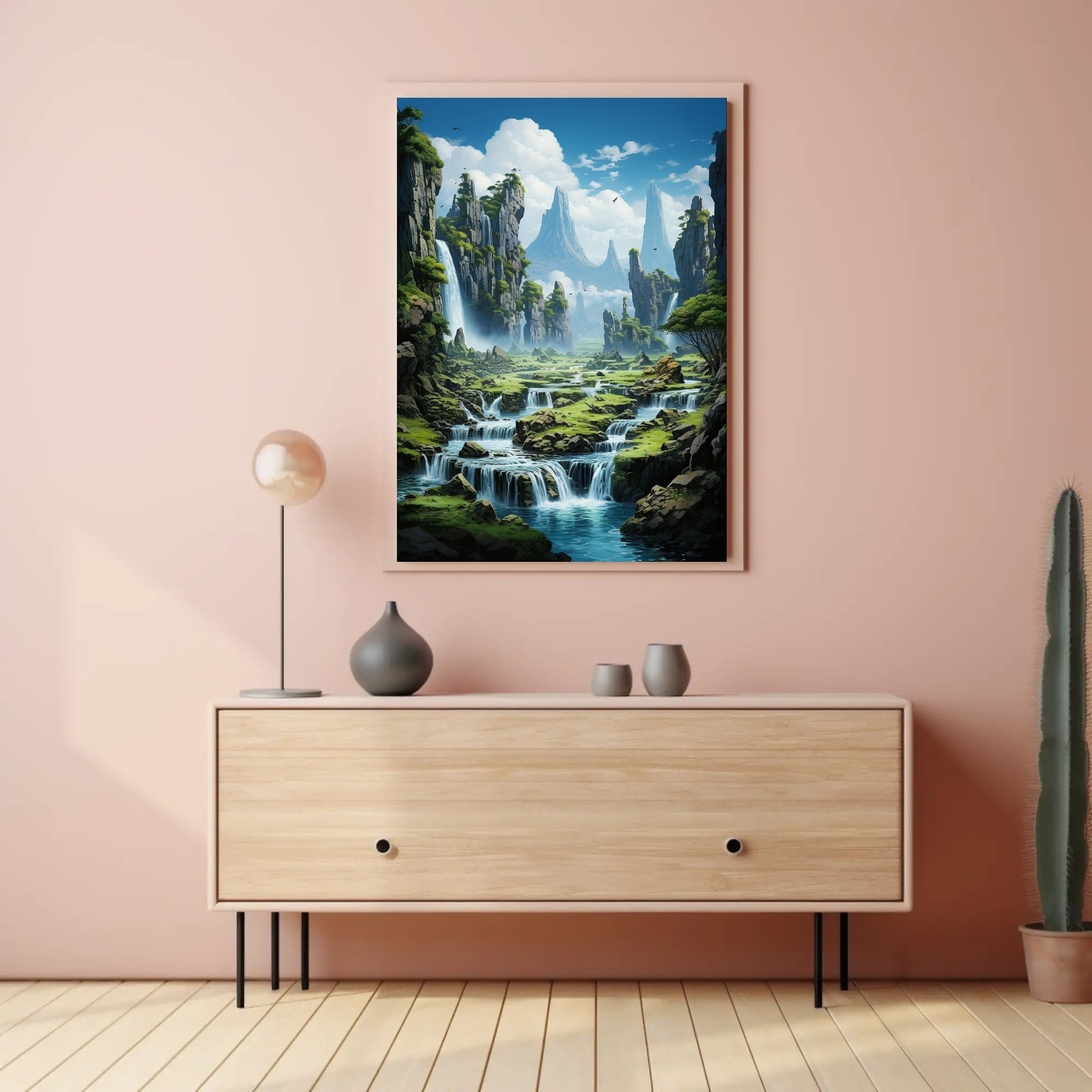 Serene Waterfall Landscape Poster