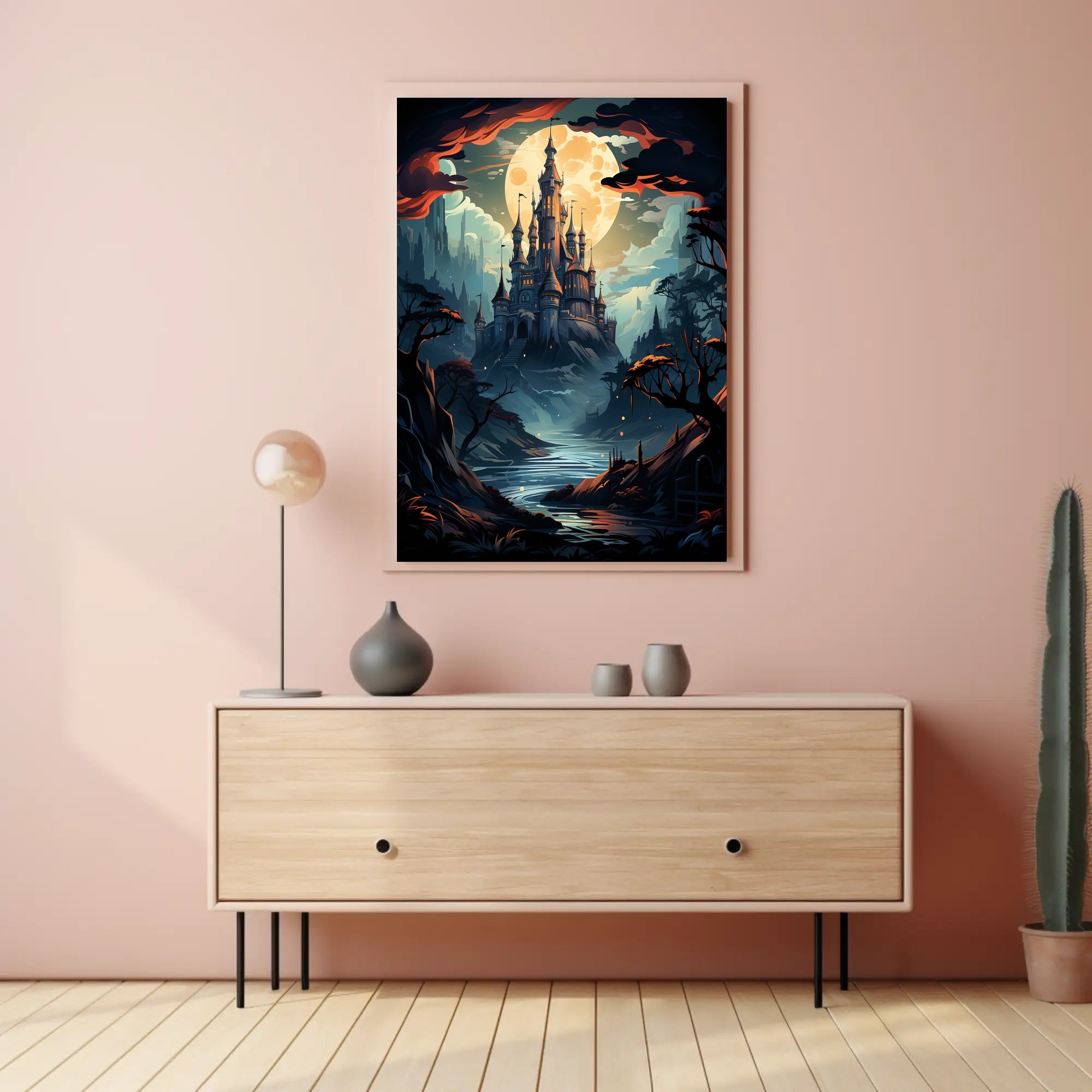 Enchanted Castle Under The Moon Poster