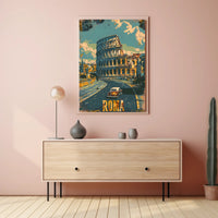 Vintage Rome Colosseum Mid-Century Travel Poster