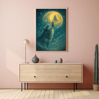 Howling Moon Wolf Poster