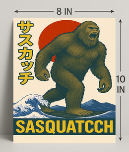 Sasquatch in Retro Style Poster PosterGoat