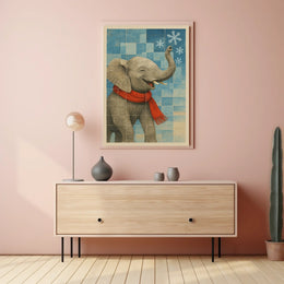 Winter Elephant Delight Poster