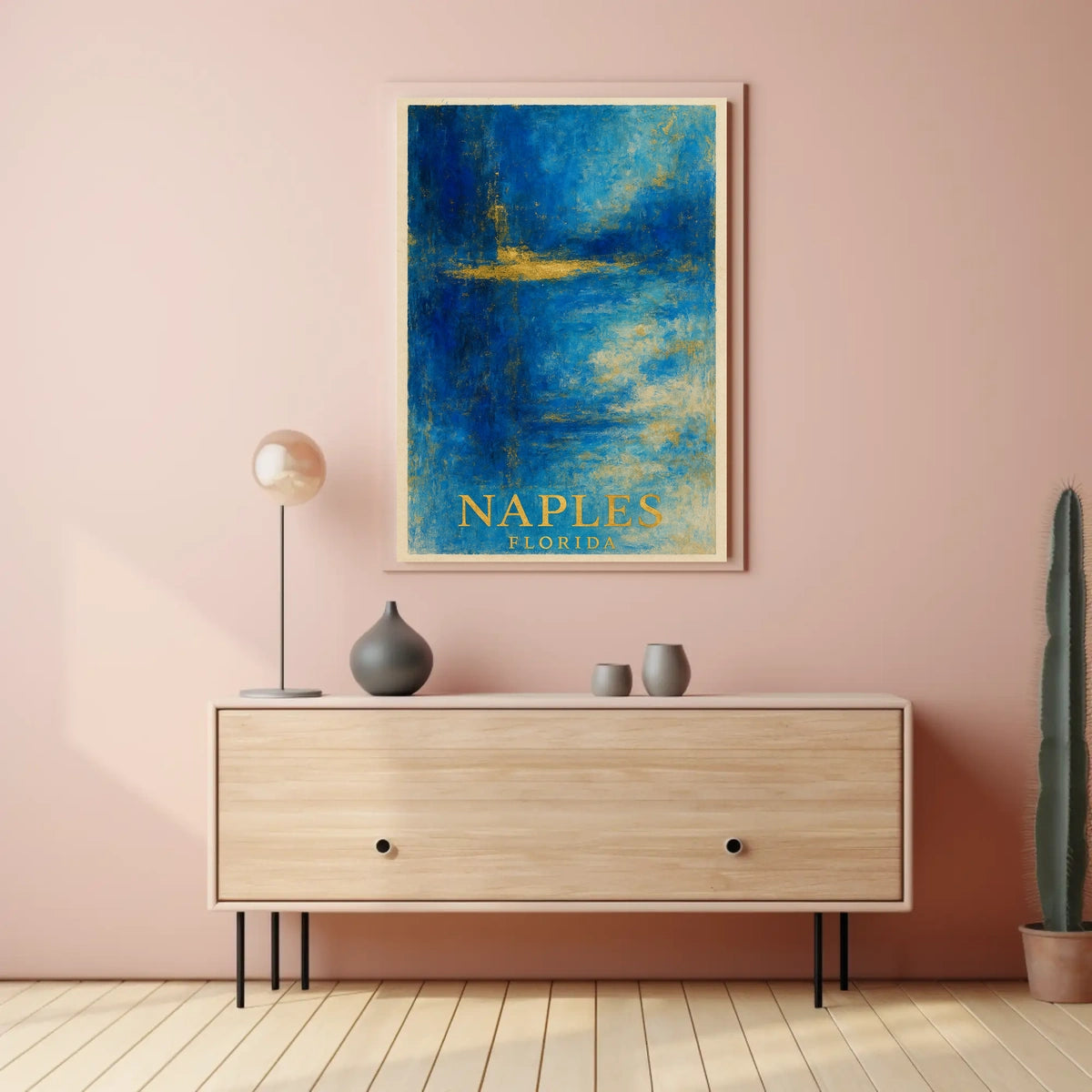 Naples Florida Poster Palm Trees Beach Sunset Wall Art