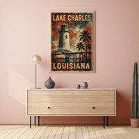 Vintage Louisiana Lighthouse Coastal Travel Poster
