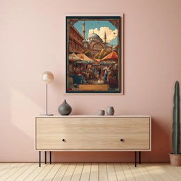 Bustling Market Scene Poster
