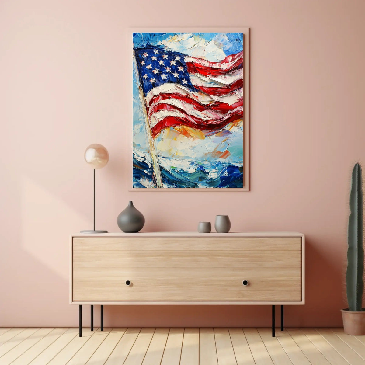 Large American Flag Waving Abstract Artwork Poster