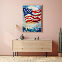 Large American Flag Waving Abstract Artwork Poster
