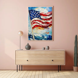 Large American Flag Waving Abstract Artwork Poster