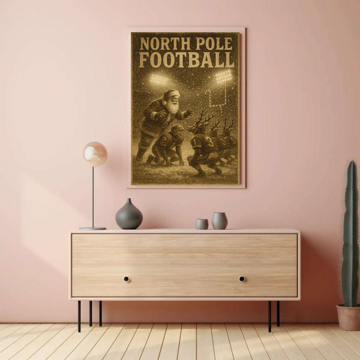 North Pole Football Vintage Holiday Sports Poster