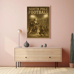 North Pole Football Vintage Holiday Sports Poster