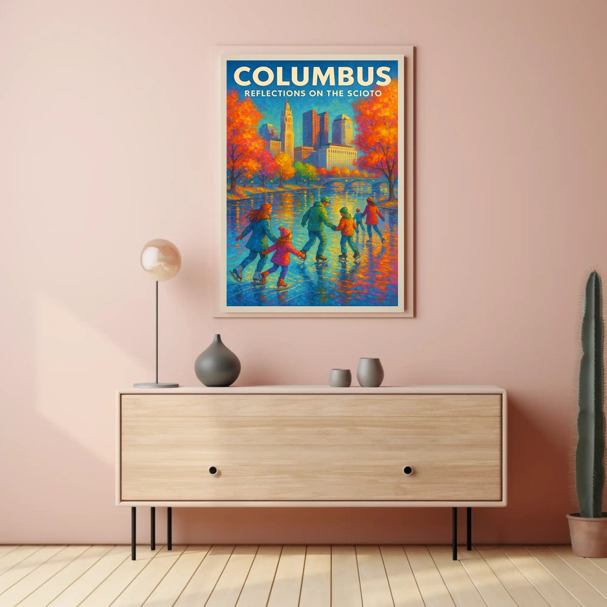Columbus Reflections On The Scioto Poster
