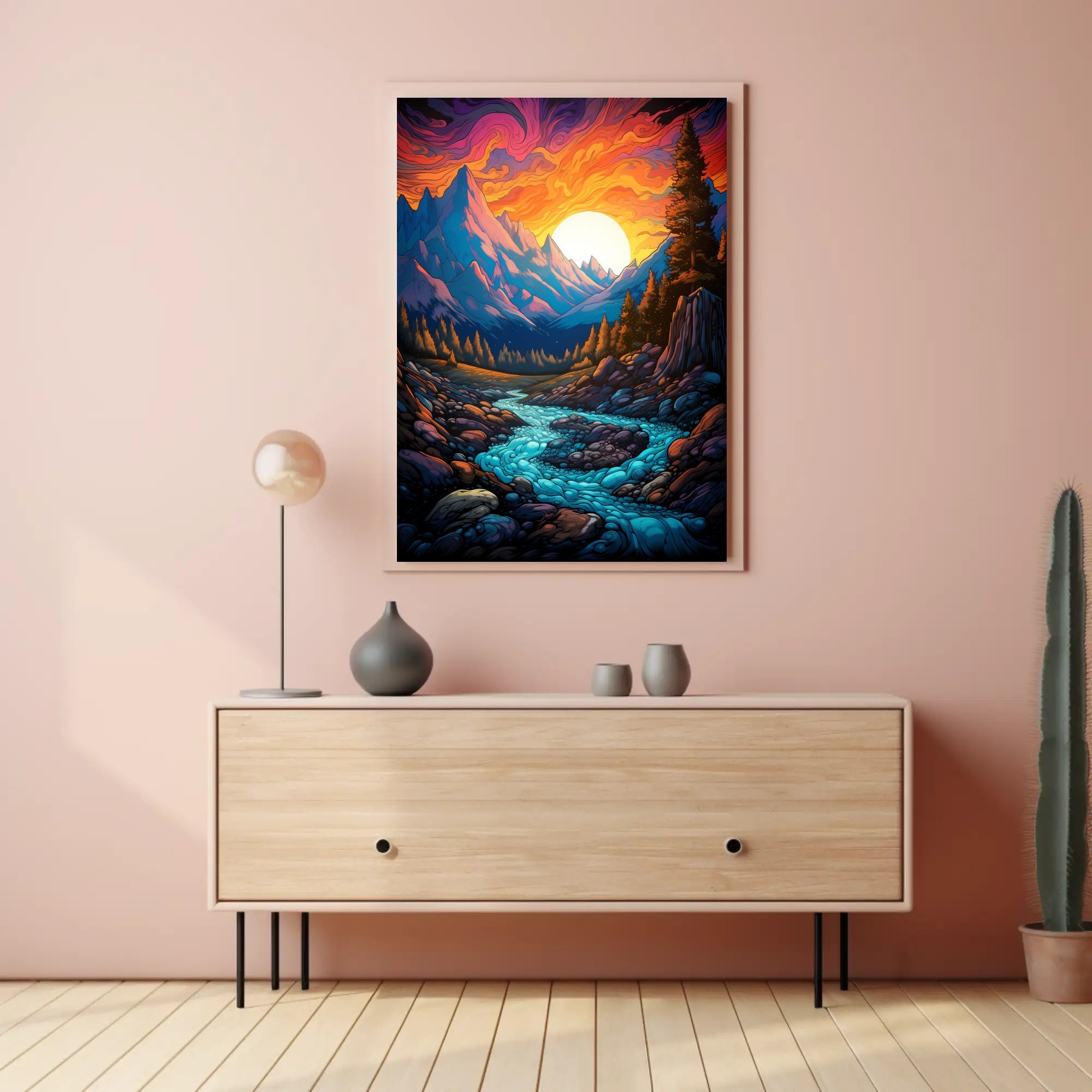 Vibrant Mountain Sunset Poster PosterGoat