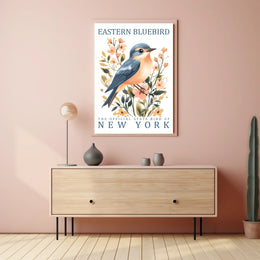 Eastern Bluebird Nature-Inspired Decorative Art Poster