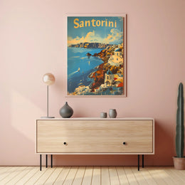 Santorini Escape: Aegean Serenity with Sailboats Poster