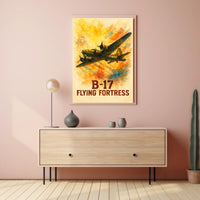 B-17 Flying Fortress Vintage Aviation Art Poster
