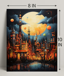 Enchanted Moonlit Cityscape Poster