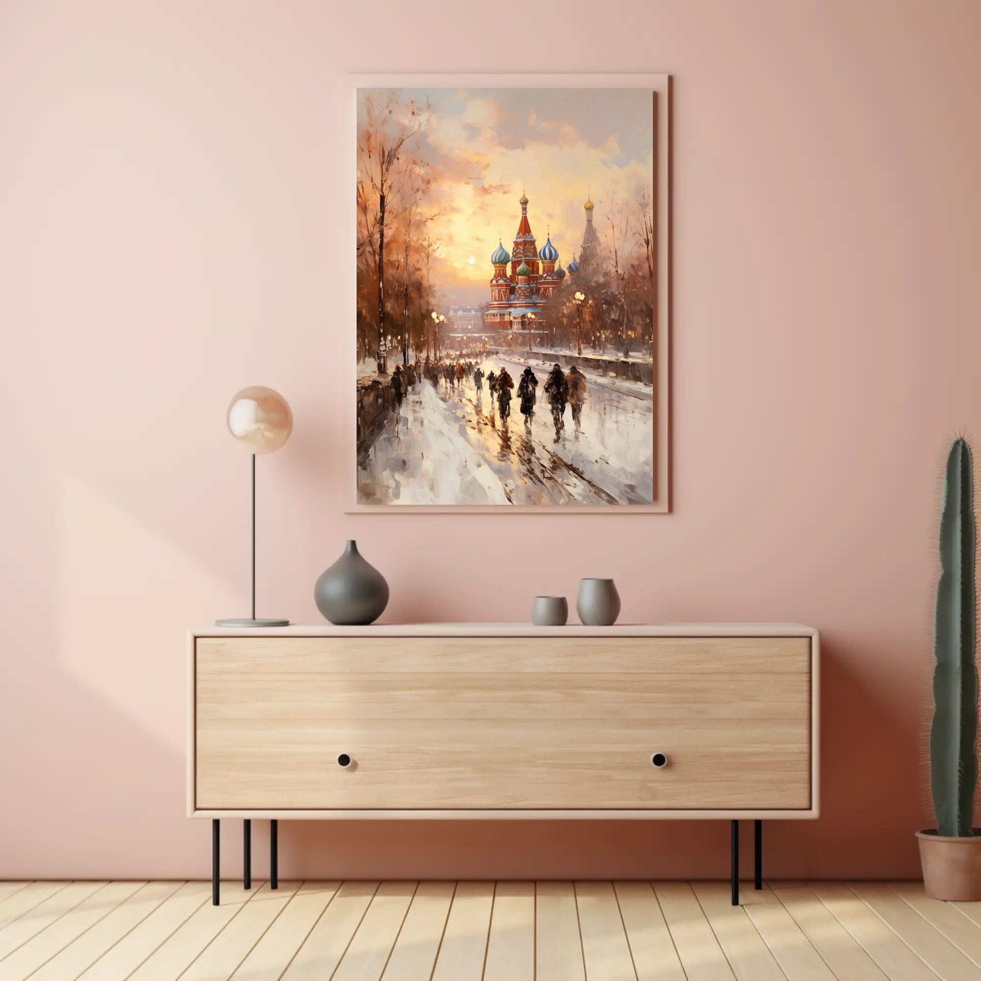 Winter Stroll By St. BasilS Cathedral Poster