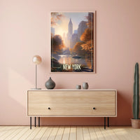 New York City Autumn Scene Poster Abstract Wall Art