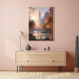 New York City Autumn Scene Poster Abstract Wall Art