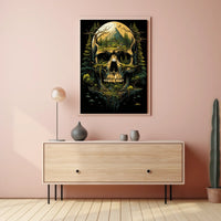 Nature-Inspired Skull Landscape Art Poster - Abstract, Artistic, or Pop Culture Poster