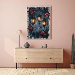 Enchanted Lanterns And Roses Poster