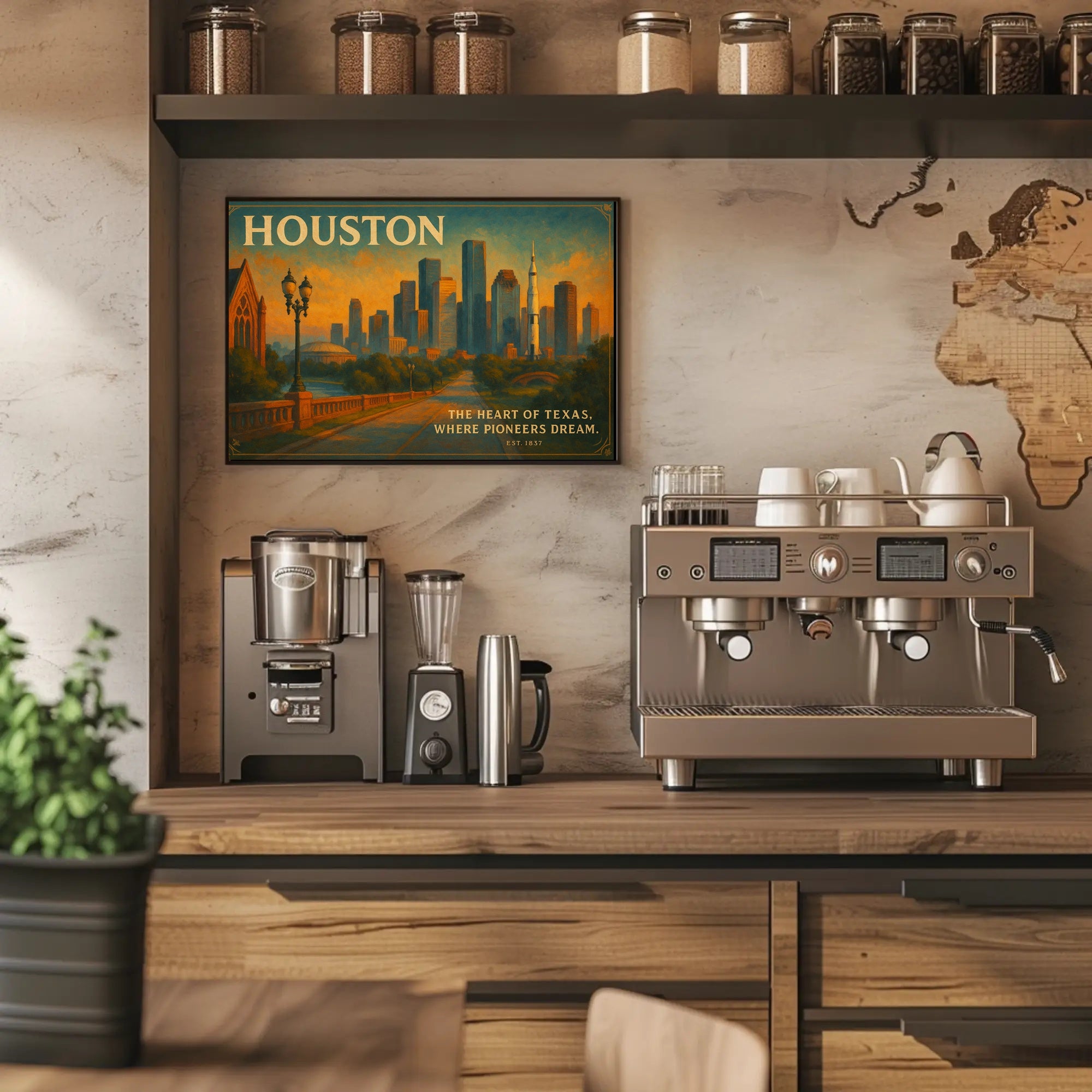 Houston Travel Poster: The Heart of Texas Art