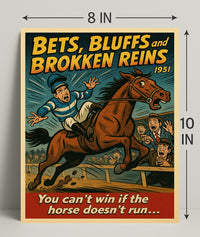 Dramatic Horse Race Scene Mid-Century Sports Poster