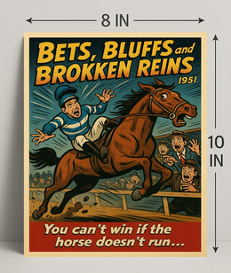 Dramatic Horse Race Scene Mid-Century Sports Poster