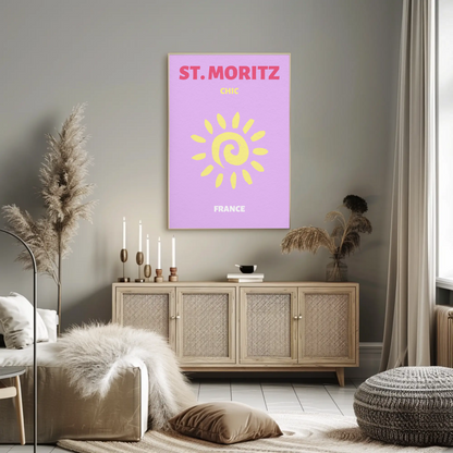 St Moritz Chic Sun Graphic Retro Travel Poster